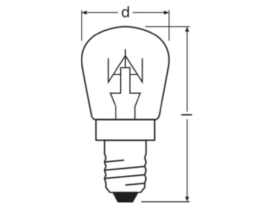 Mazeichnung LEDVANCE SPC T26 57 CL25 Special Lampe 25W 230V E14 Birne SPC T26 57 CL25