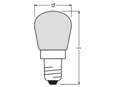 Dimensional drawing LEDVANCE SPC T26 57 FR25 Tubular lamp 25W 230V E14 frosted SPC T26 57 FR25