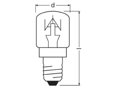 Mazeichnung LEDVANCE SPC OVEN T CL15 Special Lampe 15W 230V E14 300GrC SPC OVEN T CL15