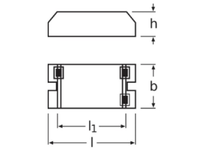 Dimensional drawing LEDVANCE QTECO1x18 24 220240S Electronic ballast 1x18   24W