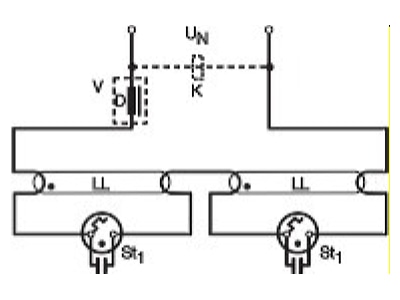Connection diagram LEDVANCE ST 151 GRP Starter for CFL for fluorescent lamp
