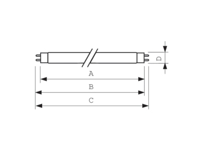 Dimensional drawing Philips Licht TL D 36W 1 840 Fluorescent lamp 36W 28mm 4000K