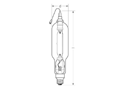 Dimensional drawing Radium HRI TS2000W D 400E40 Metal halide lamp 2000W E40 100x495mm