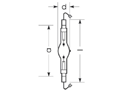 Dimensional drawing Radium HRI TS1000W D S PRO Metal halide lamp 1000W cable 36x187mm