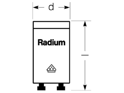 Dimensional drawing Radium RS 51 Starter for CFL for fluorescent lamp