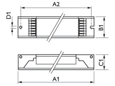 Dimensional drawing Philips Licht HF R 258 TL D EII Electronic ballast 2x58W