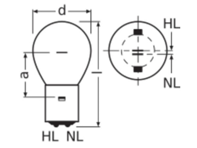 Masszeichnung LEDVANCE SIG 1210 Zweiwendel Ueberdrucklampe klar