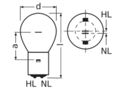 Dimensional drawing LEDVANCE SIG 3015 Traffic signalling lamp 15W 30V BA20d