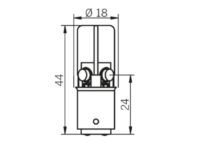 Dimensional drawing Grothe KSZ LED 8651 Single LED orange 240VAC