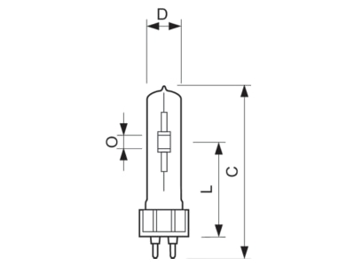 Dimensional drawing Philips Licht CDM T Elite 150W 930 Metal halide lamp 149W G12 19x105mm