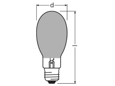 Dimensional drawing LEDVANCE HQI E 1000 N Metal halide lamp 1000W E40 165x380mm