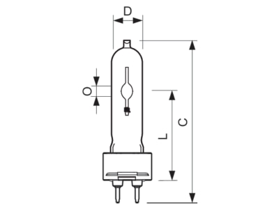 Dimensional drawing Philips Licht CDM T Elite 50W 930 Metal halide lamp 50W G12 19x99mm