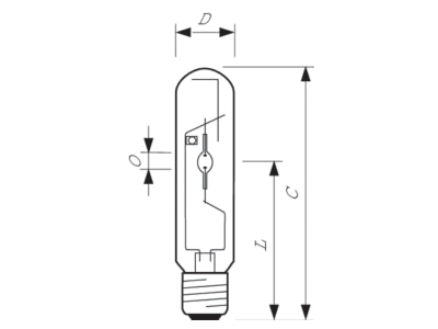 Dimensional drawing Philips Licht CDO TT 150W 828 E40 Metal halide lamp 148W E40 46x204mm