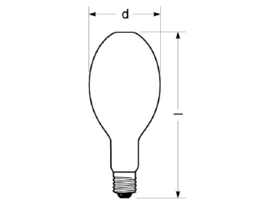 Dimensional drawing Radium HRI E 400W D PRO 230 Metal halide lamp 420W E40 120x290mm