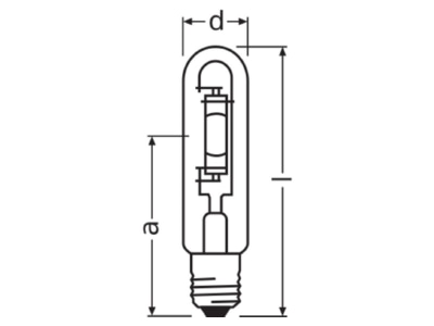 Dimensional drawing LEDVANCE HQI T 250 D PRO Metal halide lamp 250W E40 46x226mm