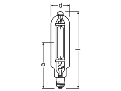 Dimensional drawing LEDVANCE HQI T 2000 D Metal halide lamp 2000W E40 100x430mm