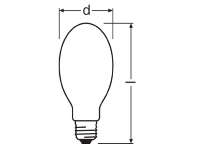 Dimensional drawing LEDVANCE NAV E 70 E High pressure sodium lamp 70W E27