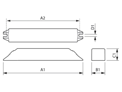Dimensional drawing 1 Philips Licht HF M BLUE 114 LH Electronic ballast 1x14W
