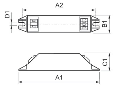 Dimensional drawing 2 Philips Licht HF M BLUE 114 LH Electronic ballast 1x14W