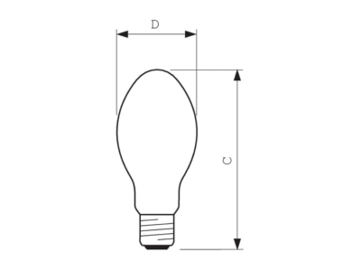 Dimensional drawing Signify Lampen SON PIA PLUS 150W High pressure sodium lamp 154W E40