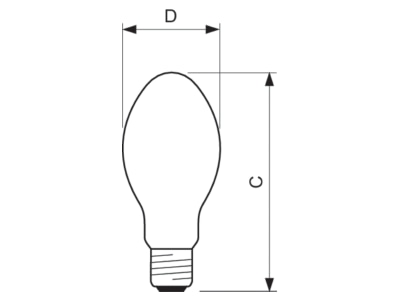Dimensional drawing Signify Lampen SON E 70W High pressure sodium lamp 70W E27