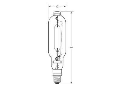 Dimensional drawing Radium HRI T 2000W D400 E40 Metal halide lamp 2050W E40 106x430mm