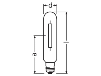Dimensional drawing LEDVANCE NAV T 50W SUPER 4Y High pressure sodium lamp 50W E27