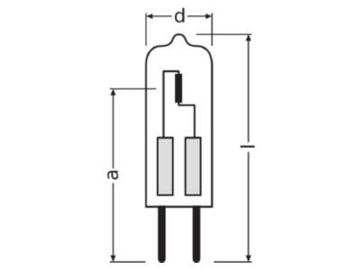Mazeichnung LEDVANCE 64425 S AX 20W Halogen Stiftsockellampe 20W 12V G4