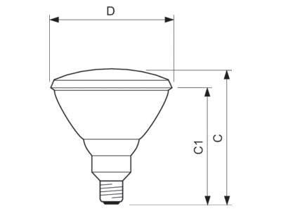 Dimensional drawing Philips Licht PAR38IR100WE27240Red IR lamp 100W 240V E27