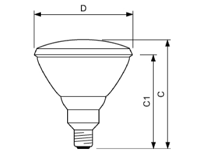 Dimensional drawing Philips Licht PAR38IR150W 57535715 IR lamp 150W 125   130V E27 PAR38IR150W57535715
