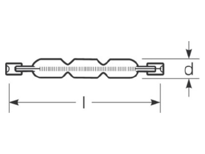 Line drawing Radium RJHTS80W230CXER7S01 MV halogen lamp 80W 220   240V R7s
