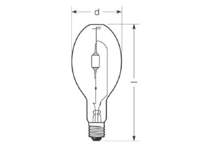Line drawing Radium HRI E 400NSCS230FE40 Metal halide lamp 444W E40 120x290mm