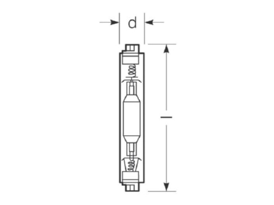 Line drawing Radium HRI TS400W D 230 FC2 Metal halide lamp 400W Fc2 33x206mm
