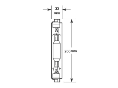 Dimensional drawing Radium HRI TS400W D 230 FC2 Metal halide lamp 400W Fc2 33x206mm