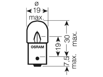 Mazeichnung Osram 5627 Kugellampe 5W 24V Ba15s