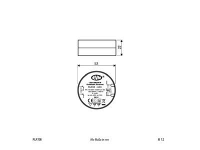 Dimensional drawing EVN PLR 108 LED driver