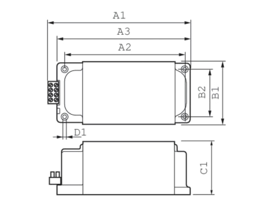 Dimensional drawing Philips Licht BHL 2000 L76 Ballast 