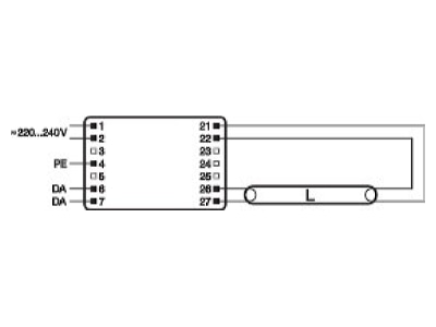 Connection diagram LEDVANCE QTi DALI 1x58 DIM Electronic ballast 1x58W
