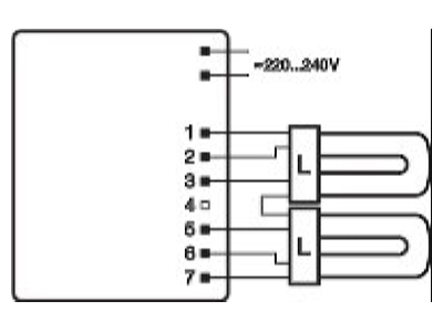Connection diagram LEDVANCE QT M2x26 42 220 240S Electronic ballast 2x26   42W
