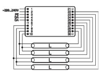 Connection diagram LEDVANCE QTI DALI 4X14 24 DIM Electronic ballast 4x14   24W
