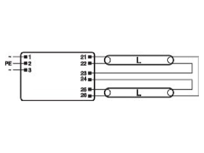 Connection diagram LEDVANCE QT FIT8 2X58 220 240 Electronic ballast 2x51   70W
