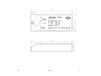 Mazeichnung EVN PLK 718 LED Netzgeraet 700mA 1 5 18 Watt