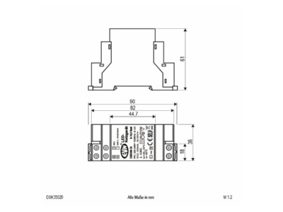 Dimensional drawing EVN DSK 35020 LED driver