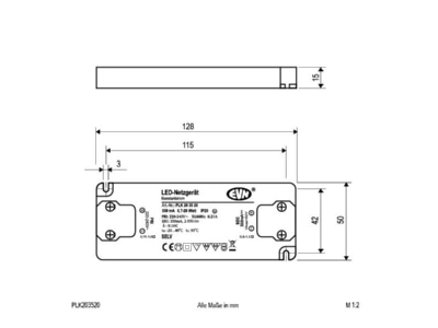 Mazeichnung EVN PLK203520 LED Netzgeraet 350mA 0 7 20W IP20