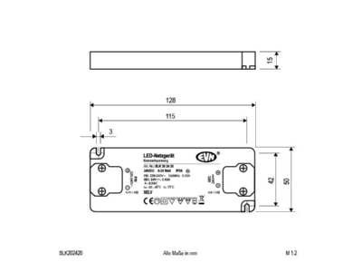 Mazeichnung EVN SLK202420 LED Netzgeraet 24VDC 0 20W IP21