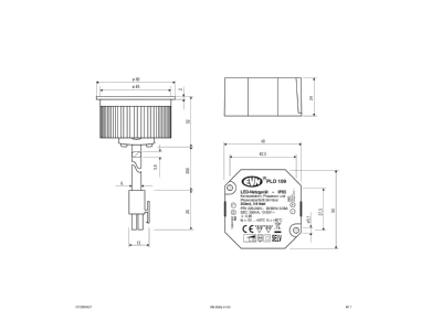 Mazeichnung EVN C51350N6D2W P LED Einsatz 230V 3000K 2000K