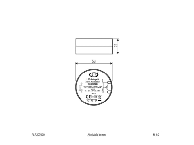 Dimensional drawing EVN PLR207009 LED driver
