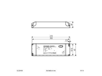 Dimensional drawing EVN SLD24100 LED driver