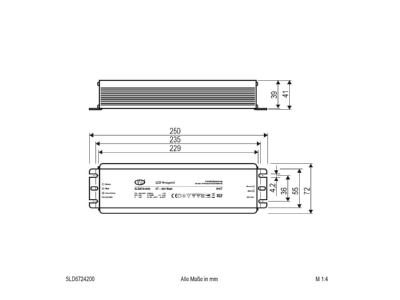 Mazeichnung EVN SLD6724200 LED Netzgeraet 24V DC 67 200W IP67