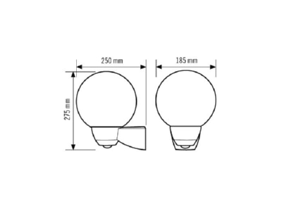 Ma�zeichnung ESYLUX AL MONZA WL TR MD BK Automatic Leuchte m  130Gr BWM AL P Monza 130 sw